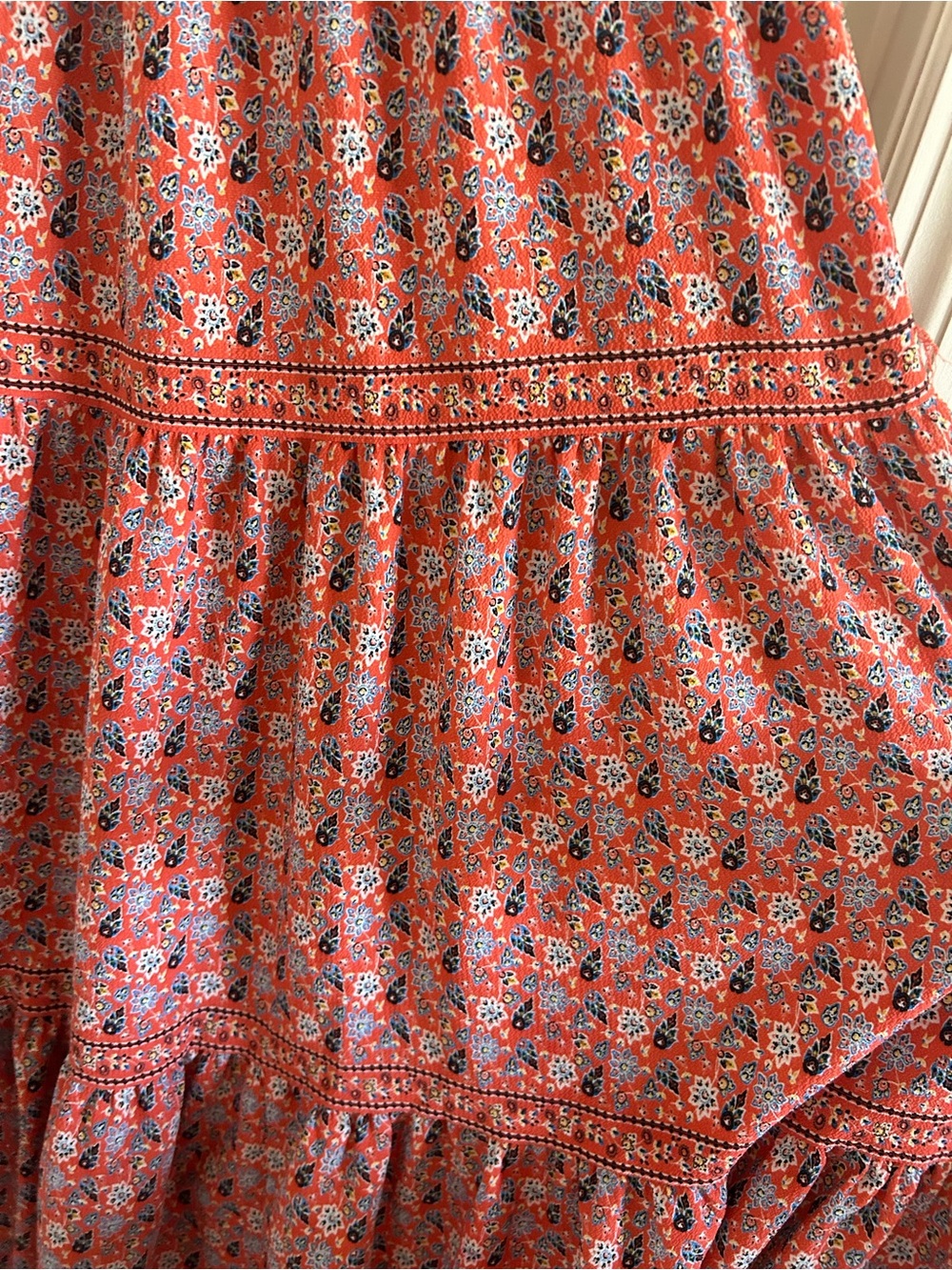 Max Studio Floral Ruffle Tiered Smocked Waist Size Small Short Sleeve Maxi Dress - Picture 5 of 5